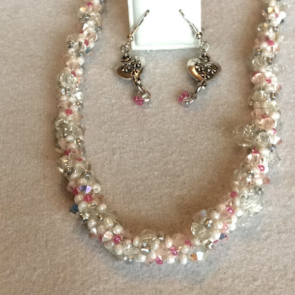 FINAL SALE PRICE Handmade OOAK Woven Bead Necklace & Earring Set - Picture 1 of 4